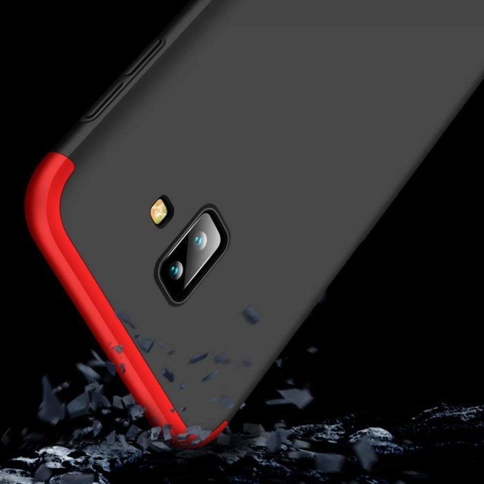 Husa Samsung J6 Plus 2018, acoperire 360, plastic, negru/rosu [3]
