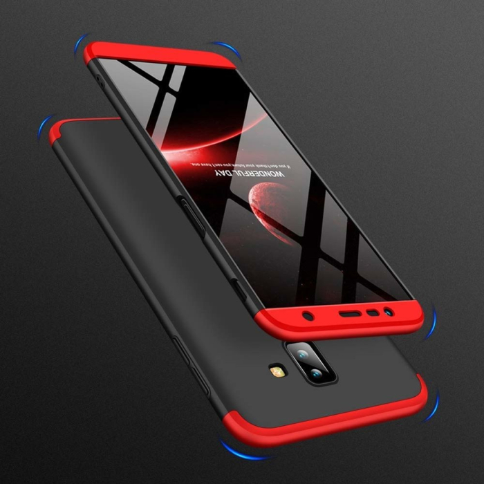 Husa Samsung J6 Plus 2018, acoperire 360, plastic, negru/rosu [4]
