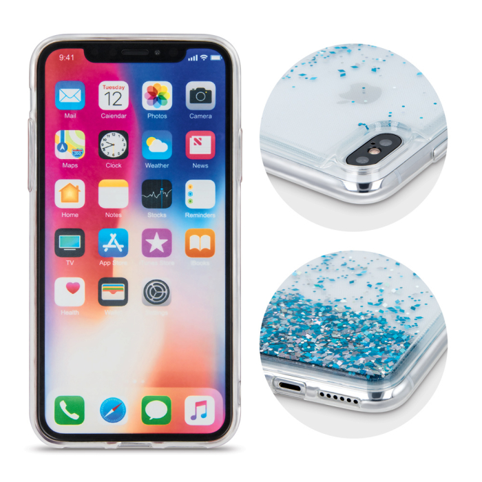 Husa sclipici lichid iPhone X/XS (5,8) blue [5]