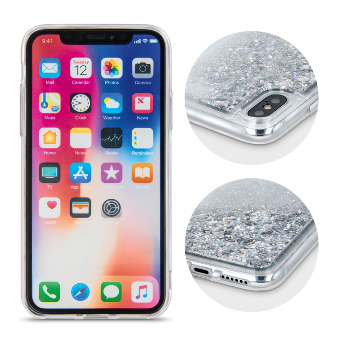 Husa sclipici lichid iPhone X/XS (5,8) silver [5]