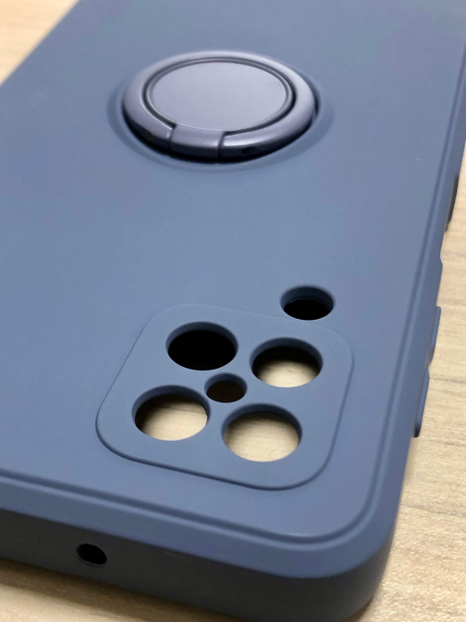 Husa silicon cu inel si interior din catifea pentru Samsung A52, albastra [6]