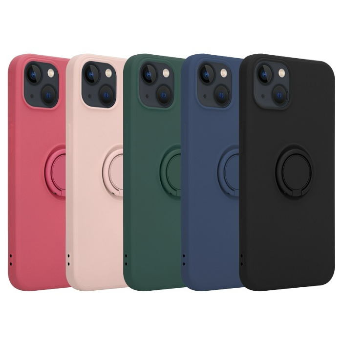 Husa silicon cu inel si interior soft pentru iPhone 13 Pro Max albastru [2]