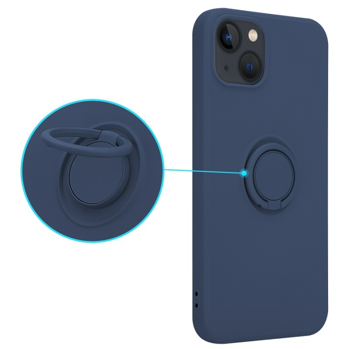 Husa silicon cu inel si interior soft pentru iPhone 13 Pro Max albastru [1]