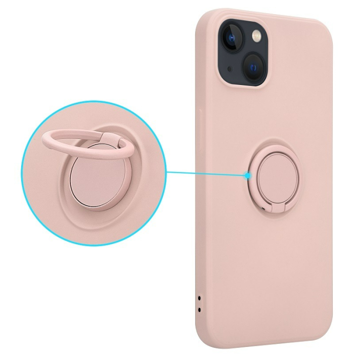 Husa silicon cu inel si interior soft pentru iPhone 13 Pro Max rosegold [1]