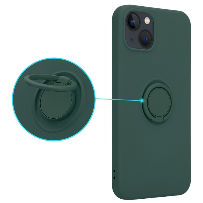 Husa silicon cu inel si interior soft pentru iPhone 13 Pro Max verde [1]