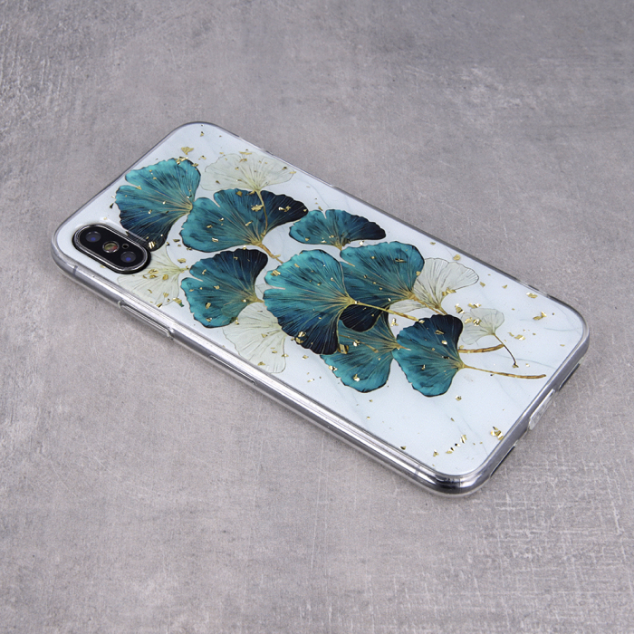 Husa Xiaomi Poco M3 frunze verzi, model Glam, spate dur, margine silicon [3]