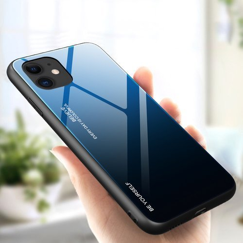 Husa Xiaomi Redmi 8 neagra-albastra, spate sticla, degrade [2]