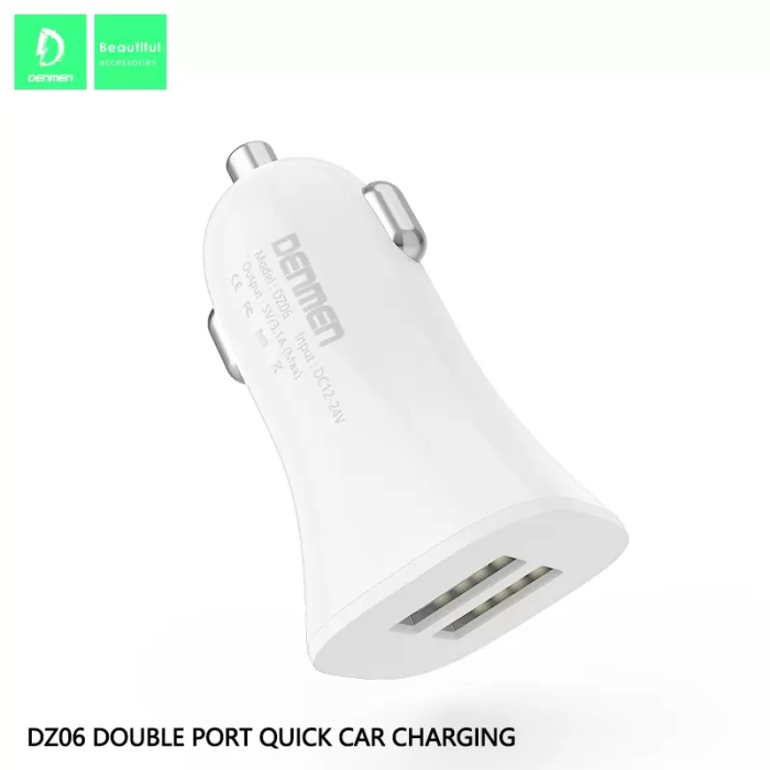 Incarcator auto 3A alb Denmen 3100mAh dual fast charging DZ06 15W [3]