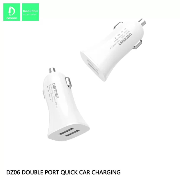Incarcator auto 3A alb Denmen 3100mAh dual fast charging DZ06 15W [2]