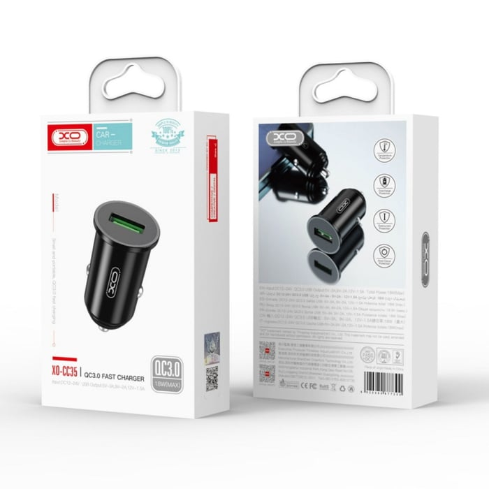 Incarcator auto XO CC35 QC 3.0, 18W 1x USB, negru [2]