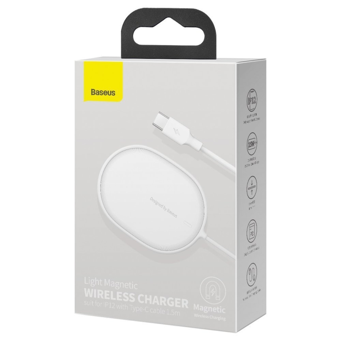 Incarcator magnetic wireless Qi 15 W (compatibil MagSafe) alb (WXQJ-02) [3]