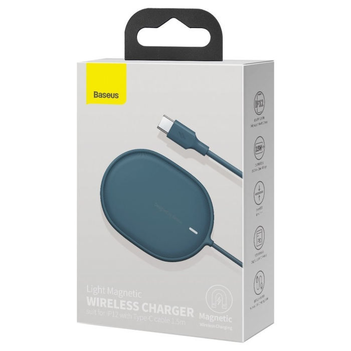 Incarcator magnetic wireless Qi 15 W (compatibil MagSafe) albastru (WXQJ-03) [3]