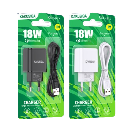 Incarcator priza 1x USB Q.C. 3.0 18W + cablu micro USB, alb, KSC-917 [1]