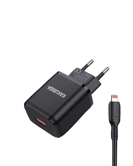 Incarcator priza 1x USB Q.C. 3.0 18W + cablu lightning, negru, KSC-917 [2]