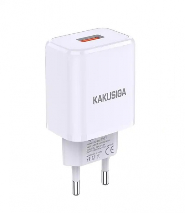 Incarcator priza 1x USB Q.C. 3.0 18W, alb, KSC-917 [1]