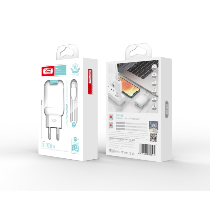 Incarcator priza XO L78 2x USB 2.4A alb + cablu microUSB [2]