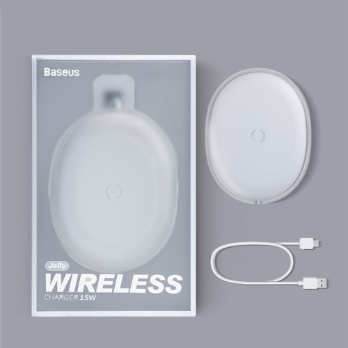 Incarcator wireless Jelly QI 15 W + cablu USB - USB Type C alb (WXGD-02) [9]