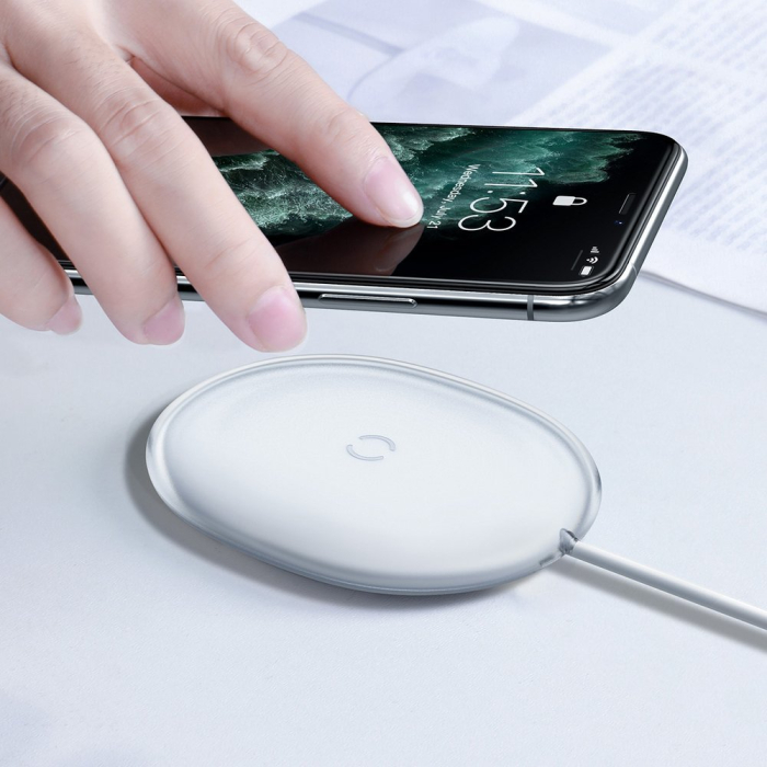 Incarcator wireless Jelly QI 15 W + cablu USB - USB Type C alb (WXGD-02) [6]