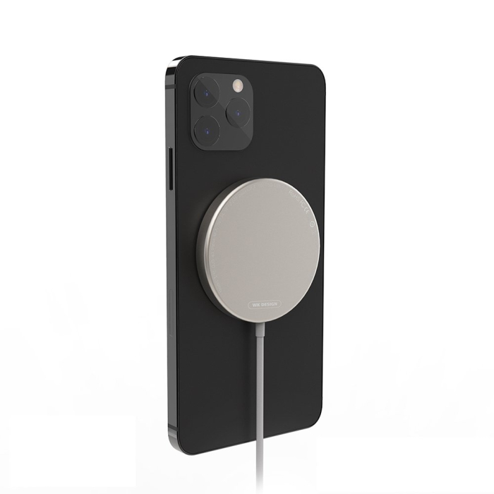 Incarcator wireless mini Qi 15 W (compatibil MagSafe pentru iPhone) Silver (OJD-63) [2]