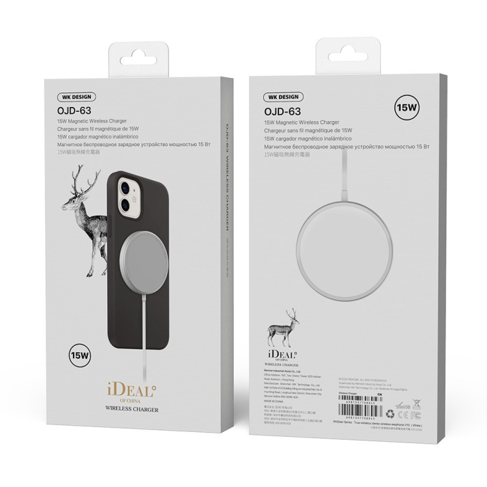 Incarcator wireless mini Qi 15 W (compatibil MagSafe pentru iPhone) Silver (OJD-63) [7]