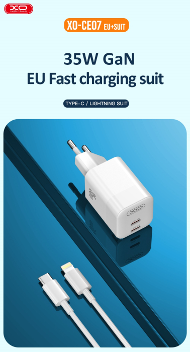 Incarcator XO CE07 PD 35W 2x USB-C white [4]