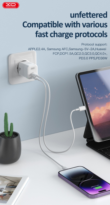 Incarcator XO CE07 PD 35W 2x USB-C white [5]