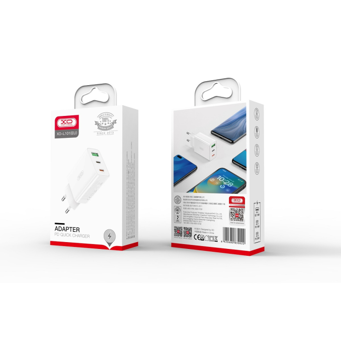 Incarcator XO L101 PD QC 2x USB-C 1x USB white [2]