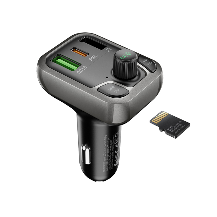 Modulator FM Bluetooth Borofone BC38 Flash Energy, 2 X USB (QC 3.0) + 1 X USB Type-C (PD) + slot micro SD, buton apel, negru [2]