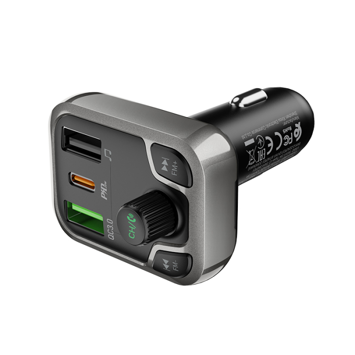 Modulator FM Bluetooth Borofone BC38 Flash Energy, 2 X USB (QC 3.0) + 1 X USB Type-C (PD) + slot micro SD, buton apel, negru [6]