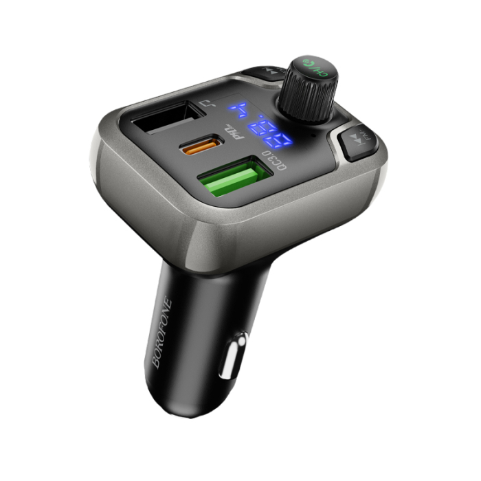 Modulator FM Bluetooth Borofone BC38 Flash Energy, 2 X USB (QC 3.0) + 1 X USB Type-C (PD) + slot micro SD, buton apel, negru [8]