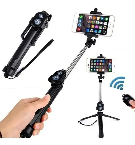 Selfie stick + tripod cu telecomanda bluetooth, negru [3]