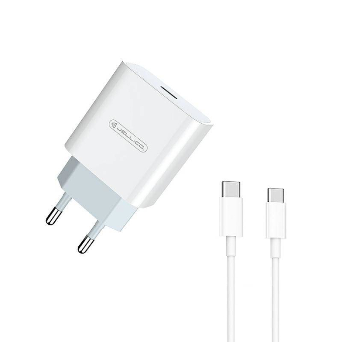 Set incarcator 20W PD + cablu USB-C la USB-C Jellico AK180, alb [1]