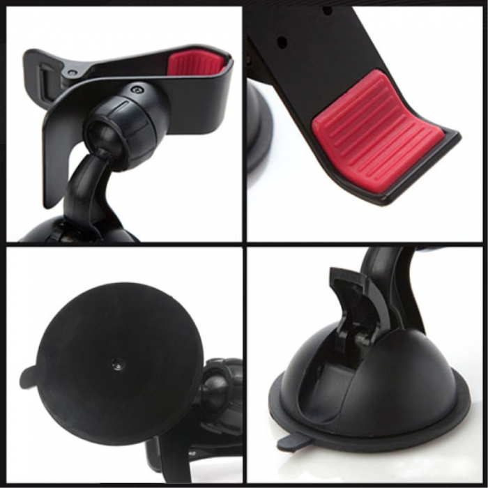 Suport auto cu ventuza, prindere cleste, negru [3]