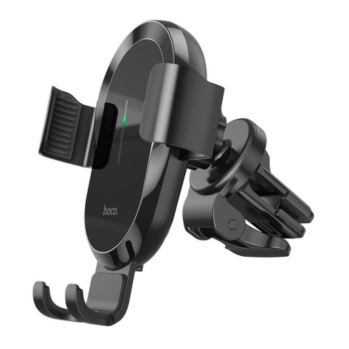 Suport auto HOCO CA105 cu incarcare wireless, 15W, prindere pe grila, negru [2]
