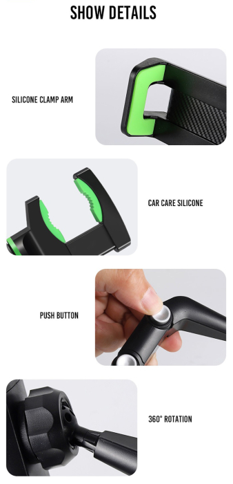 Suport auto prindere oglinda XO C107 negru universal [8]