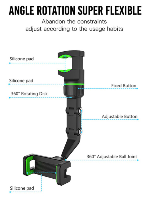 Suport auto prindere oglinda XO C107 negru universal [4]