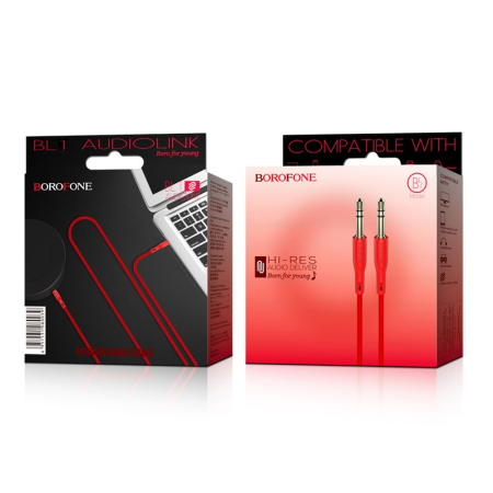 Cabluri de date si incarcare - Cablu AUX Borofone BL1 - Jack 3,5 mm, 1m, rosu