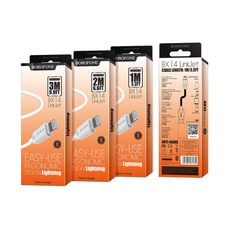Cabluri de date si incarcare - Cablu Borofone BX14 Lightning 2 m alb