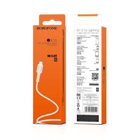 Cabluri de date si incarcare - Cablu Borofone BX16 Micro 1 m alb