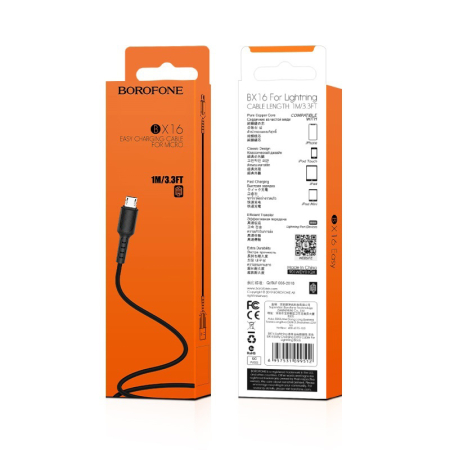 Micro USB - Cablu Borofone BX16 Micro 1 m negru