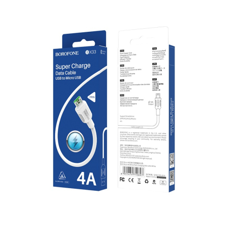 Cabluri de date si incarcare - Cablu USB Borofone BX33 Billow Micro USB  1,2M  4A, alb