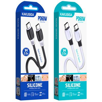 Cabluri de date si incarcare - Cablu USB-C / USB-C 60W, KSC-951, alb