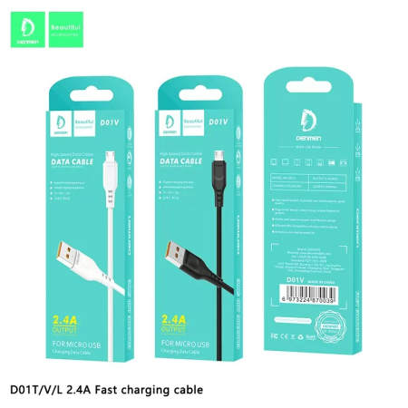 Cabluri de date si incarcare - Cablu USB MICRO Denmen negru 1M D01V-B