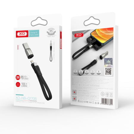 Cablu XO NB-Q170B PD USB-C - Lightning 0,2 m negru 60W [4]