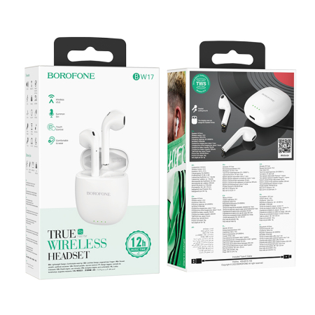 Casti bluetooth Borofone TWS BW17, alb [4]