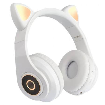 Casti - Casti bluetooth cu urechi luminoase on-ear B39 alb