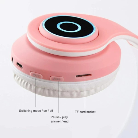 Casti bluetooth cu urechi luminoase on-ear B39 alb [5]