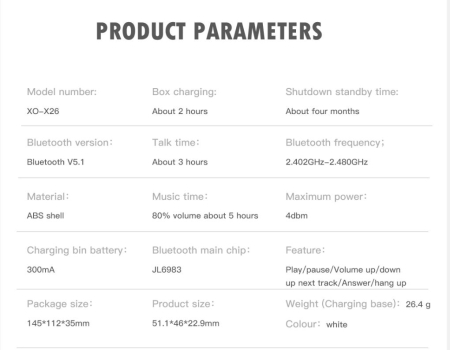 Casti bluetooth XO X26 TWS, husa alba inclusa [4]