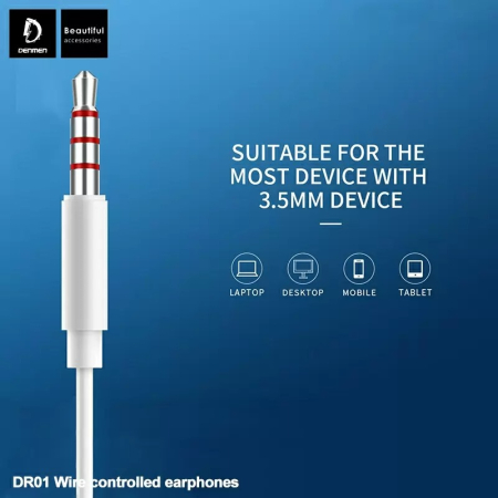 Casti mufa jack 3.5 mmS Denmen alb DR01 [3]