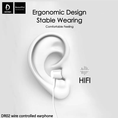 Casti mufa jack 3.5 mmS Denmen alb DR02 [4]